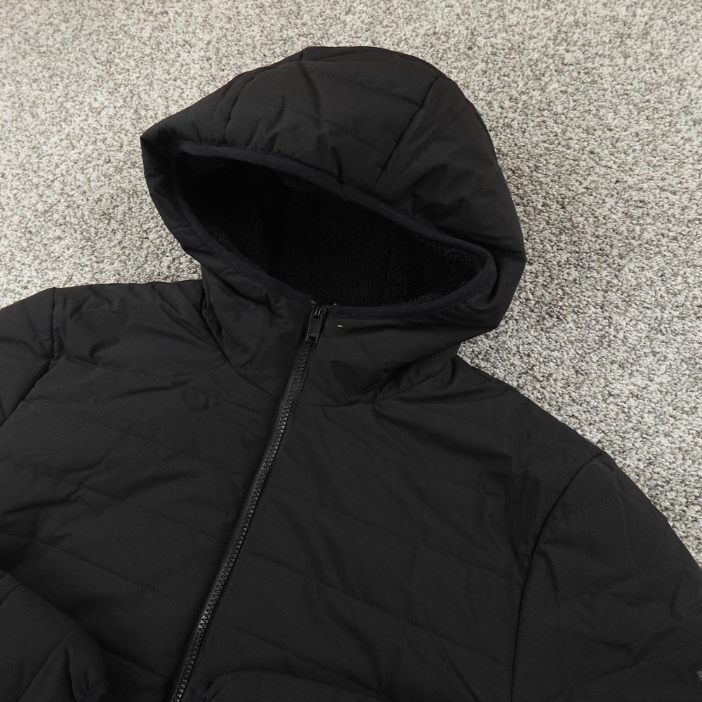 NEW DKNY Jacket Mens M Black Hooded Puffer Full Zip Quilted Coat Insulated Warm